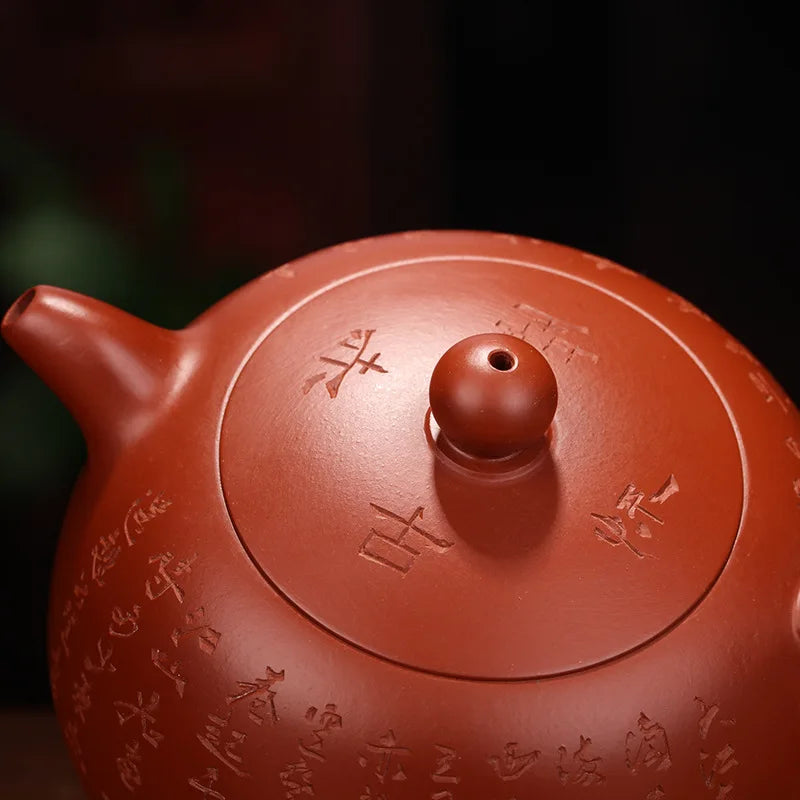 Dahongpao Half Moon Zisha Teapot, Handmade Kung-Fu Teaware, Purple Clay Drinkware for Puer Green and Black Chinese Tea