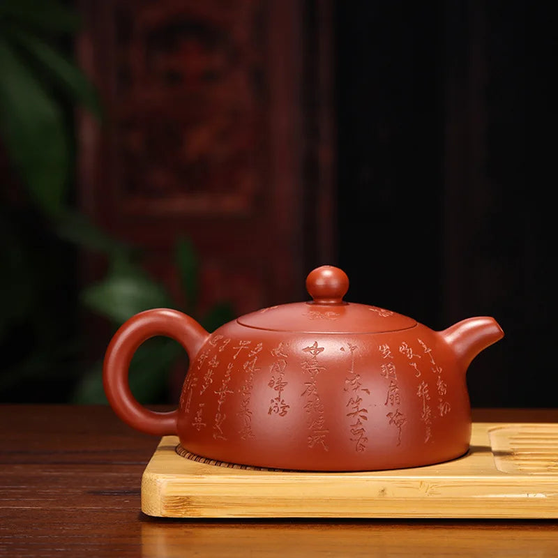 Dahongpao Half Moon Zisha Teapot, Handmade Kung-Fu Teaware, Purple Clay Drinkware for Puer Green and Black Chinese Tea