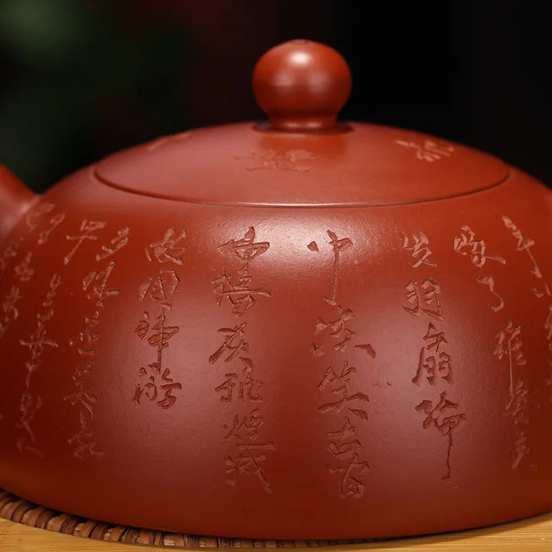 Dahongpao Half Moon Zisha Teapot, Handmade Kung-Fu Teaware, Purple Clay Drinkware for Puer Green and Black Chinese Tea