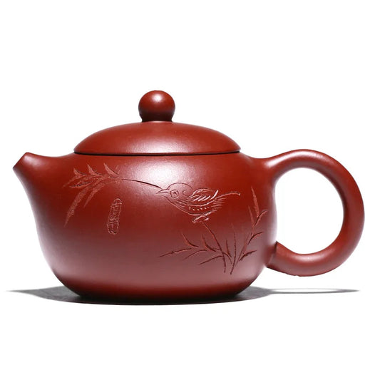 Dahongpao-Handmade Zisha Teapot, Hand-carved and Painted, Cuizhu Xishi Teapot, Yixing Handmade Pot, Kung-Fu Teaware, Purple Clay