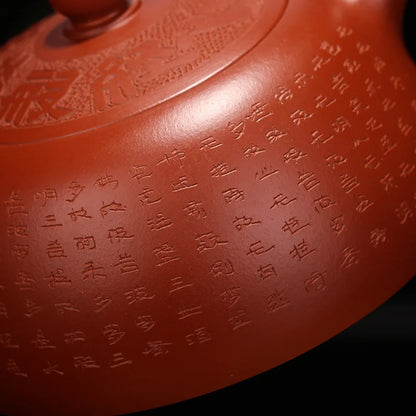 Dahongpao-Heart Sutra Half Moon Zisha Teapot, Handmade Kung-Fu Teaware, Purple Clay Drinkware for Puer Green and Black, Yixing