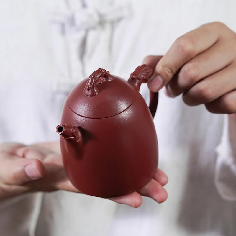 Dahongpao Purple Clay Teapot, Pure Handmade Longquan Teapot, Kung-Fu Teaware, Purple Clay Drinkware, Original Ore