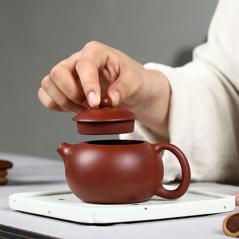 Dahongpao Xishi Pot Carved And Painted Tea SetZisha Teapot Yixing Handmade Kung-fu TeawarePurple Clay Drinkware For Puer