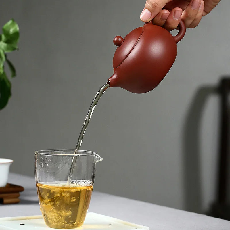 Dahongpao Xishi Pot Carved And Painted Tea SetZisha Teapot Yixing Handmade Kung-fu TeawarePurple Clay Drinkware For Puer
