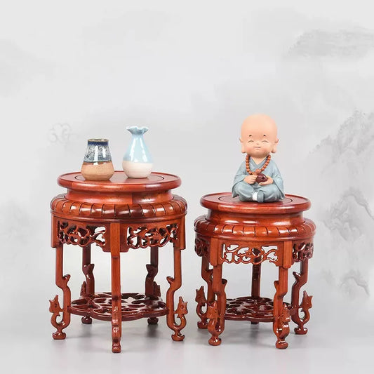 Dalbergia cochinchinensis RedWood Carved Bonsai Disply Pedestal Vase Artical Statue Luxury Collection Base Classical Design