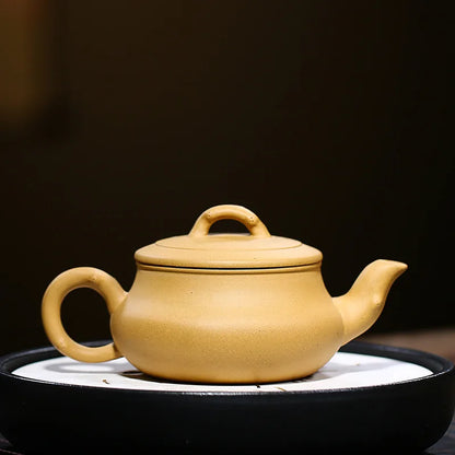 Dark Fragrant Bamboo Zisha Teapot, Handmade Pot, Kung-Fu Teaware, Purple Clay, Drinkware for Puer, Green, Black, Chinese Tea