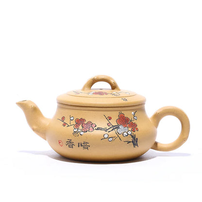 Dark Fragrant Bamboo Zisha Teapot, Handmade Pot, Kung-Fu Teaware, Purple Clay, Drinkware for Puer, Green, Black, Chinese Tea