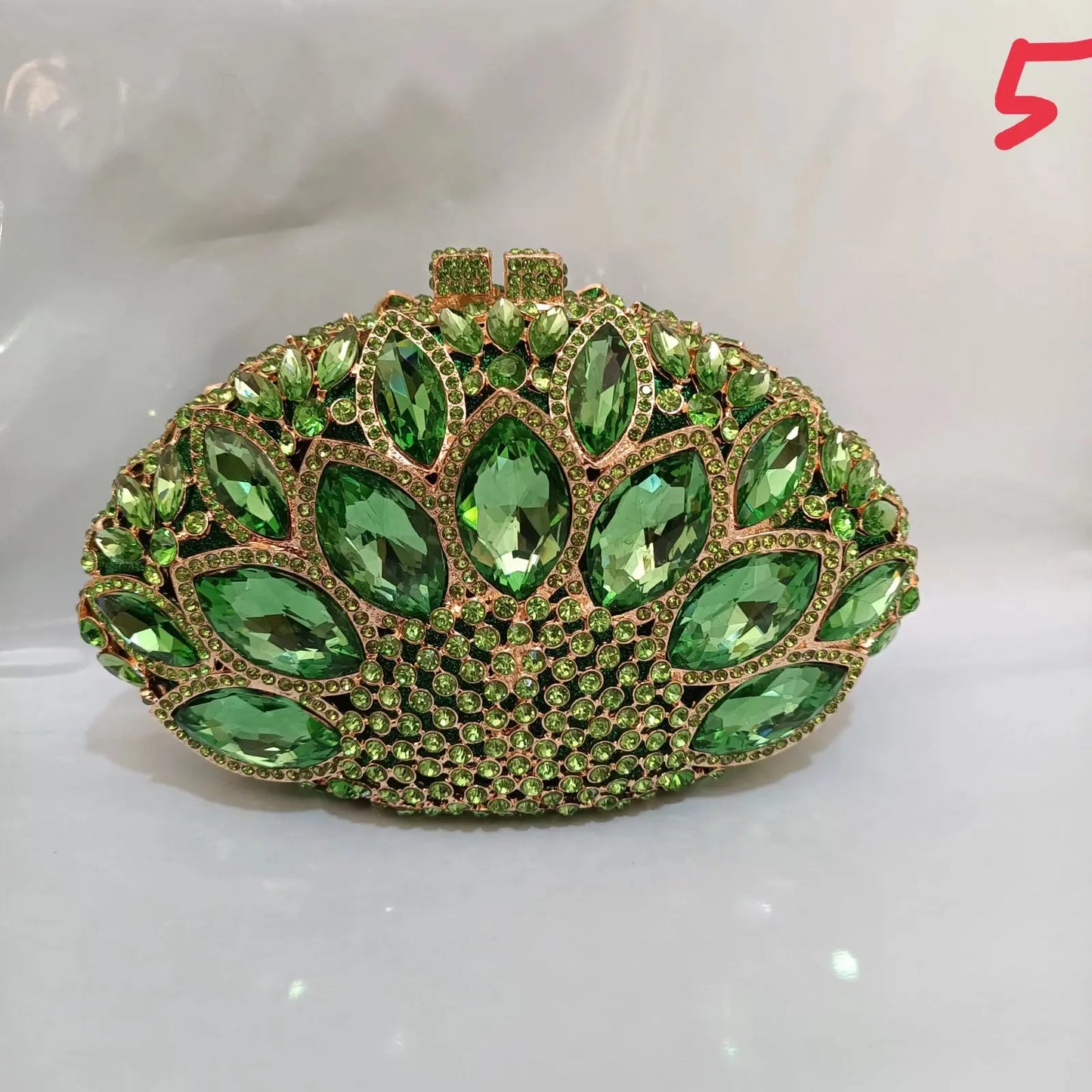 Dark Green Color Rhinestone Clutch Women Crystal Evening Clutches Bag Luxury Silver Metal Chains Shoulder Ladies Diamond Handbag