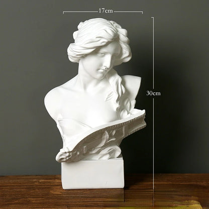 David Diana Bust Statue Sculpture Greek Roman Mythology Goddess Figurines Resin Crafts Home Office Room Decoration Accessories