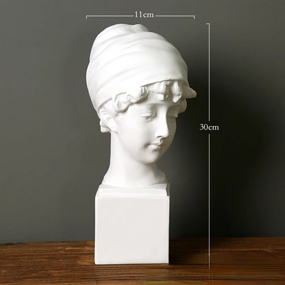 David Diana Bust Statue Sculpture Greek Roman Mythology Goddess Figurines Resin Crafts Home Office Room Decoration Accessories