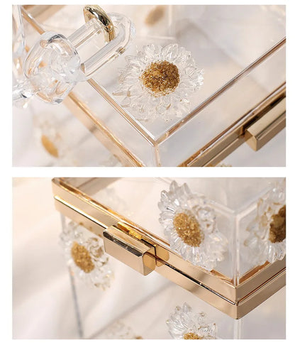 Dazzling Acrylic transparent box bag Women's Clutch purse Evening Bags Bridal Wedding Party  Metal Clutches Handbag Purse gift
