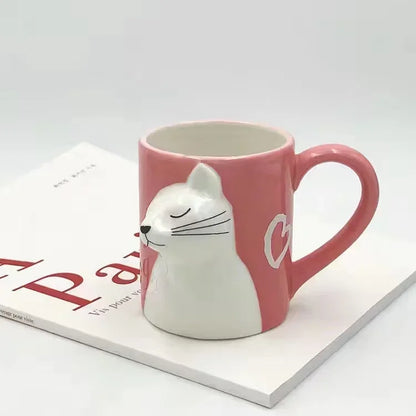 Deardali Special Couple Cat Cup Head Tilt Kill Kiss Cat Valentine 'S Day Creative Ceramic Cup Coffee Mug Gift