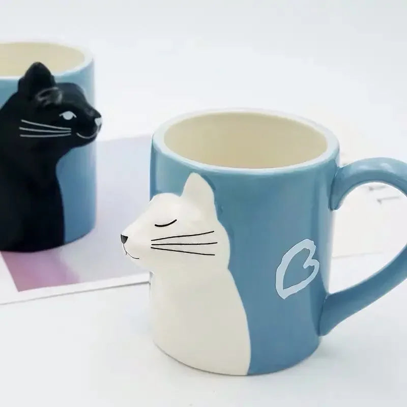 Deardali Special Couple Cat Cup Head Tilt Kill Kiss Cat Valentine 'S Day Creative Ceramic Cup Coffee Mug Gift