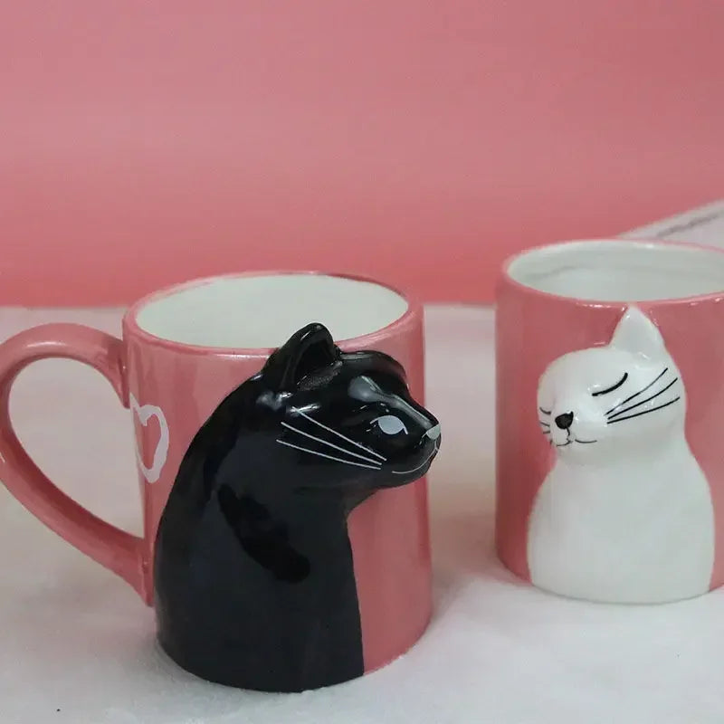Deardali Special Couple Cat Cup Head Tilt Kill Kiss Cat Valentine 'S Day Creative Ceramic Cup Coffee Mug Gift