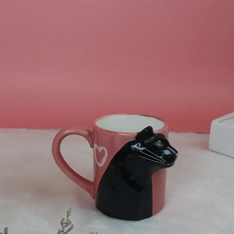 Deardali Special Couple Cat Cup Head Tilt Kill Kiss Cat Valentine 'S Day Creative Ceramic Cup Coffee Mug Gift