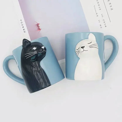 Deardali Special Couple Cat Cup Head Tilt Kill Kiss Cat Valentine 'S Day Creative Ceramic Cup Coffee Mug Gift