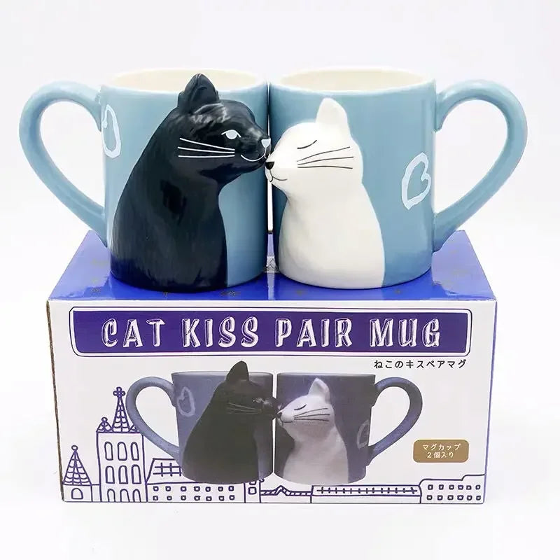 Deardali Special Couple Cat Cup Head Tilt Kill Kiss Cat Valentine 'S Day Creative Ceramic Cup Coffee Mug Gift