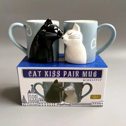Deardali Special Couple Cat Cup Head Tilt Kill Kiss Cat Valentine 'S Day Creative Ceramic Cup Coffee Mug Gift