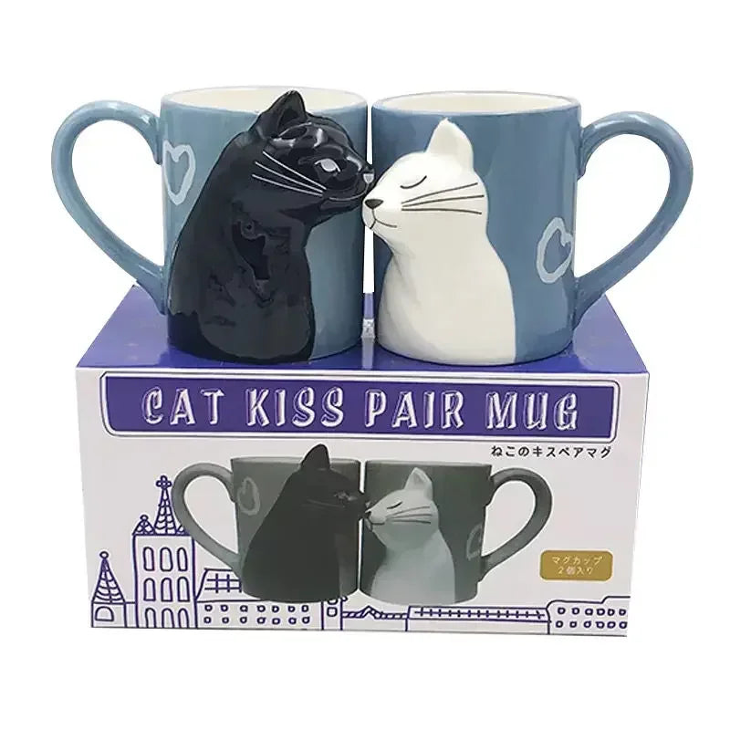 Deardali Special Couple Cat Cup Head Tilt Kill Kiss Cat Valentine 'S Day Creative Ceramic Cup Coffee Mug Gift