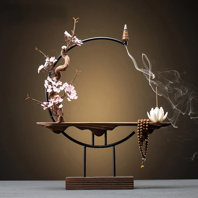 Decoration Zen Incense Holder Censer Waterfall Lotus Incense Burner With Reflux Sticks Incensario Cascata Decoration Home