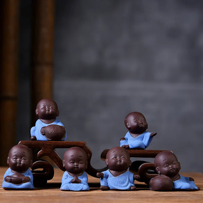 Decorative Ceramic Buddha Statues, Small Monk Ornaments, Creative Personality, Purple Sand Tea Pet, Ceramic Crafts