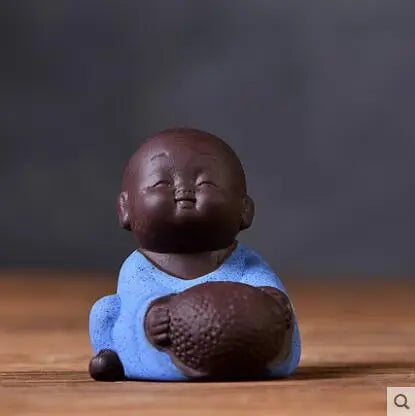 Decorative Ceramic Buddha Statues, Small Monk Ornaments, Creative Personality, Purple Sand Tea Pet, Ceramic Crafts