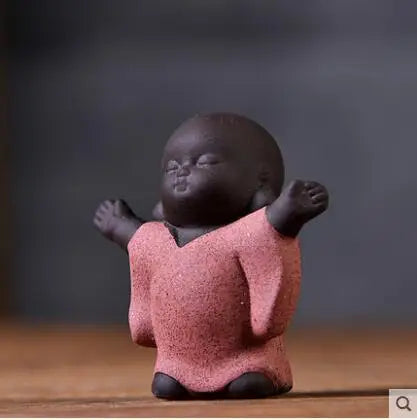 Decorative Ceramic Buddha Statues, Small Monk Ornaments, Creative Personality, Purple Sand Tea Pet, Ceramic Crafts