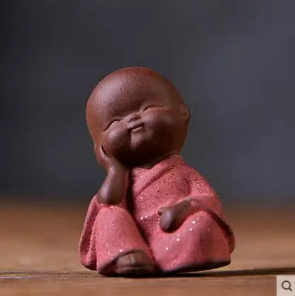 Decorative Ceramic Buddha Statues, Small Monk Ornaments, Creative Personality, Purple Sand Tea Pet, Ceramic Crafts