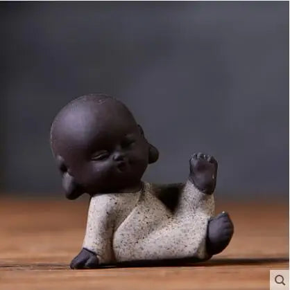 Decorative Ceramic Buddha Statues, Small Monk Ornaments, Creative Personality, Purple Sand Tea Pet, Ceramic Crafts
