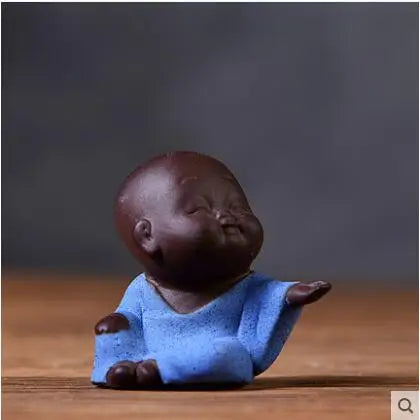 Decorative Ceramic Buddha Statues, Small Monk Ornaments, Creative Personality, Purple Sand Tea Pet, Ceramic Crafts