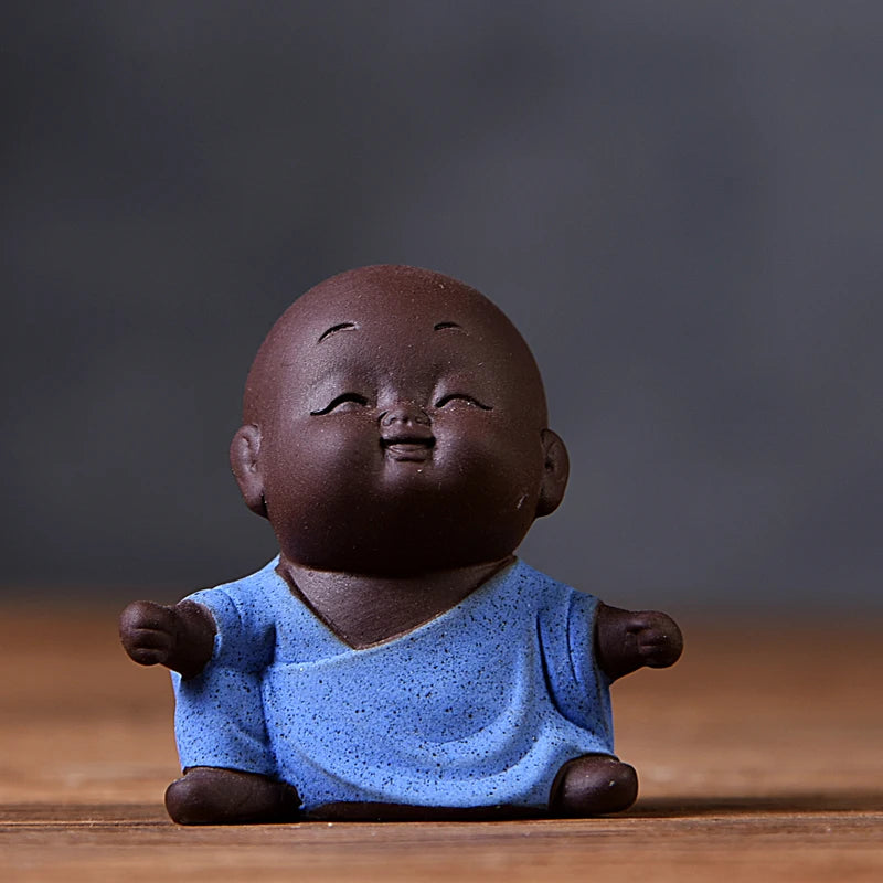 Decorative Ceramic Buddha Statues, Small Monk Ornaments, Creative Personality, Purple Sand Tea Pet, Ceramic Crafts