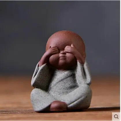 Decorative Ceramic Buddha Statues, Small Monk Ornaments, Creative Personality, Purple Sand Tea Pet, Ceramic Crafts
