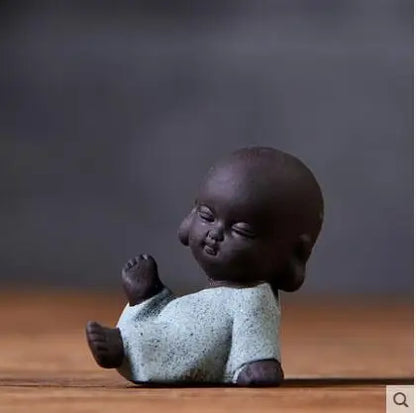 Decorative Ceramic Buddha Statues, Small Monk Ornaments, Creative Personality, Purple Sand Tea Pet, Ceramic Crafts