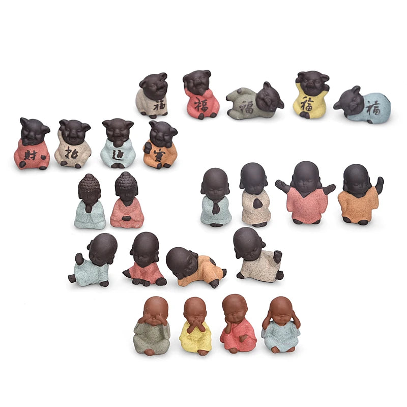 Decorative Ceramic Buddha Statues, Small Monk Ornaments, Creative Personality, Purple Sand Tea Pet, Ceramic Crafts