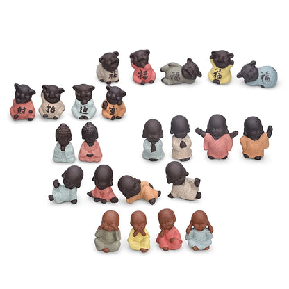 Decorative Ceramic Buddha Statues, Small Monk Ornaments, Creative Personality, Purple Sand Tea Pet, Ceramic Crafts