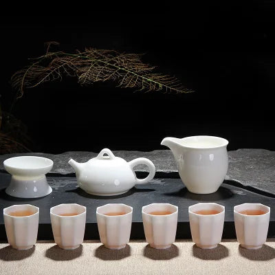 Dehua Ceramic Cover Bowl Tea Sets Home High White Porcelain Teacup Teapot Kungfu Black Tea Oolong Pu-erh Teaware Gift Box