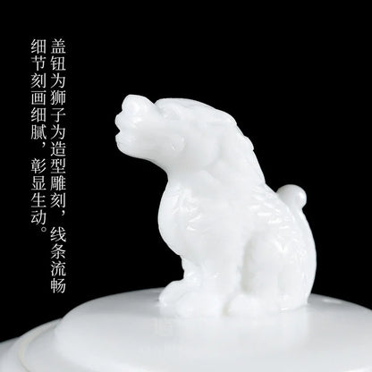 Dehua Ceramic Teapot White Porcelain Beast Pot Kung Fu Tea Set Household White Jade Large Teapot with Filter Single Pot