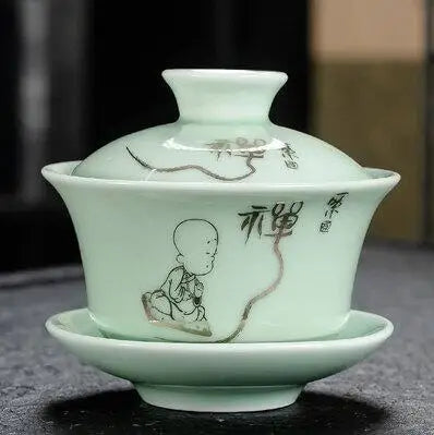 Dehua Gaiwan Large Ceramic Tea Set, Blue and White Sancai Cover Bowl, Single Teacup, Jingdezhen Teapot, Home, Jingdezhen
