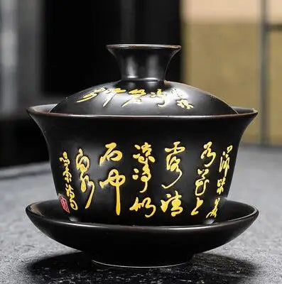 Dehua Gaiwan Large Ceramic Tea Set, Blue and White Sancai Cover Bowl, Single Teacup, Jingdezhen Teapot, Home, Jingdezhen