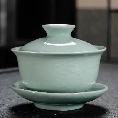 Dehua Gaiwan Large Ceramic Tea Set, Blue and White Sancai Cover Bowl, Single Teacup, Jingdezhen Teapot, Home, Jingdezhen