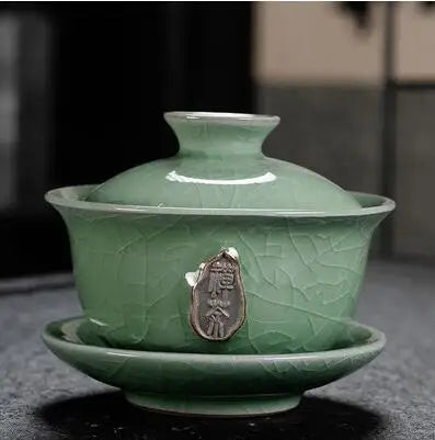Dehua Gaiwan Large Ceramic Tea Set, Blue and White Sancai Cover Bowl, Single Teacup, Jingdezhen Teapot, Home, Jingdezhen