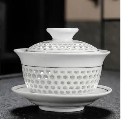 Dehua Gaiwan Large Ceramic Tea Set, Blue and White Sancai Cover Bowl, Single Teacup, Jingdezhen Teapot, Home, Jingdezhen