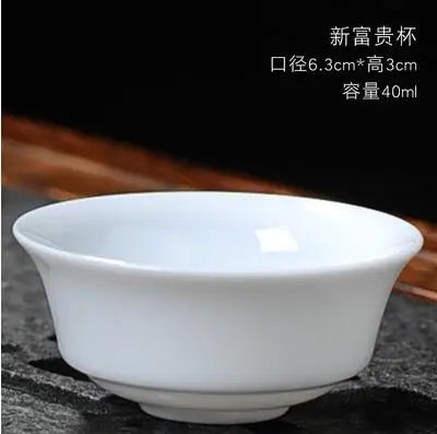 Dehua-High White Porcelain Kungfu Tea Cup, Single Cup, Bamboo Hat Cup, Handmade White Ceramic, Drinkware Accessories, 3Pcs Pack