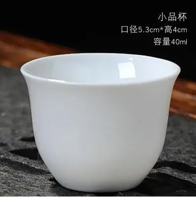 Dehua-High White Porcelain Kungfu Tea Cup, Single Cup, Bamboo Hat Cup, Handmade White Ceramic, Drinkware Accessories, 3Pcs Pack