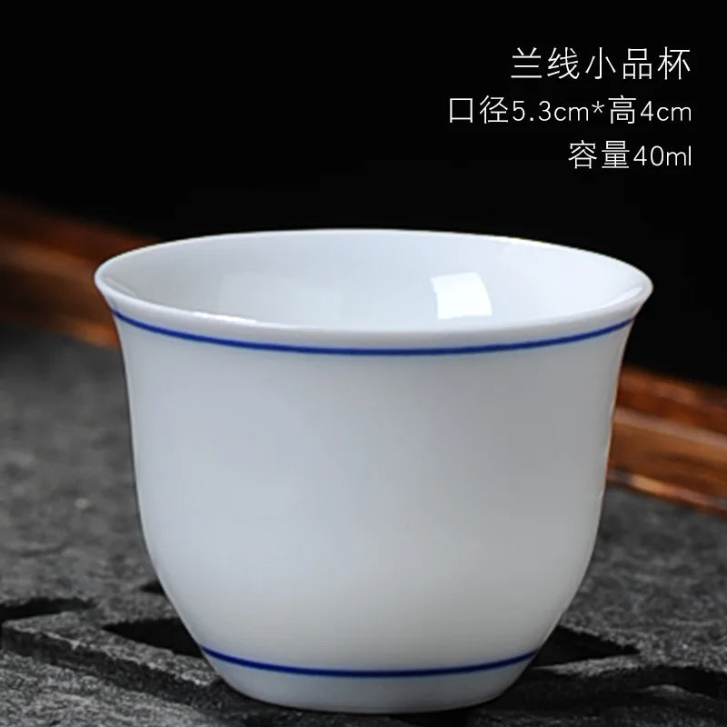 Dehua-High White Porcelain Kungfu Tea Cup, Single Cup, Bamboo Hat Cup, Handmade White Ceramic, Drinkware Accessories, 3Pcs Pack