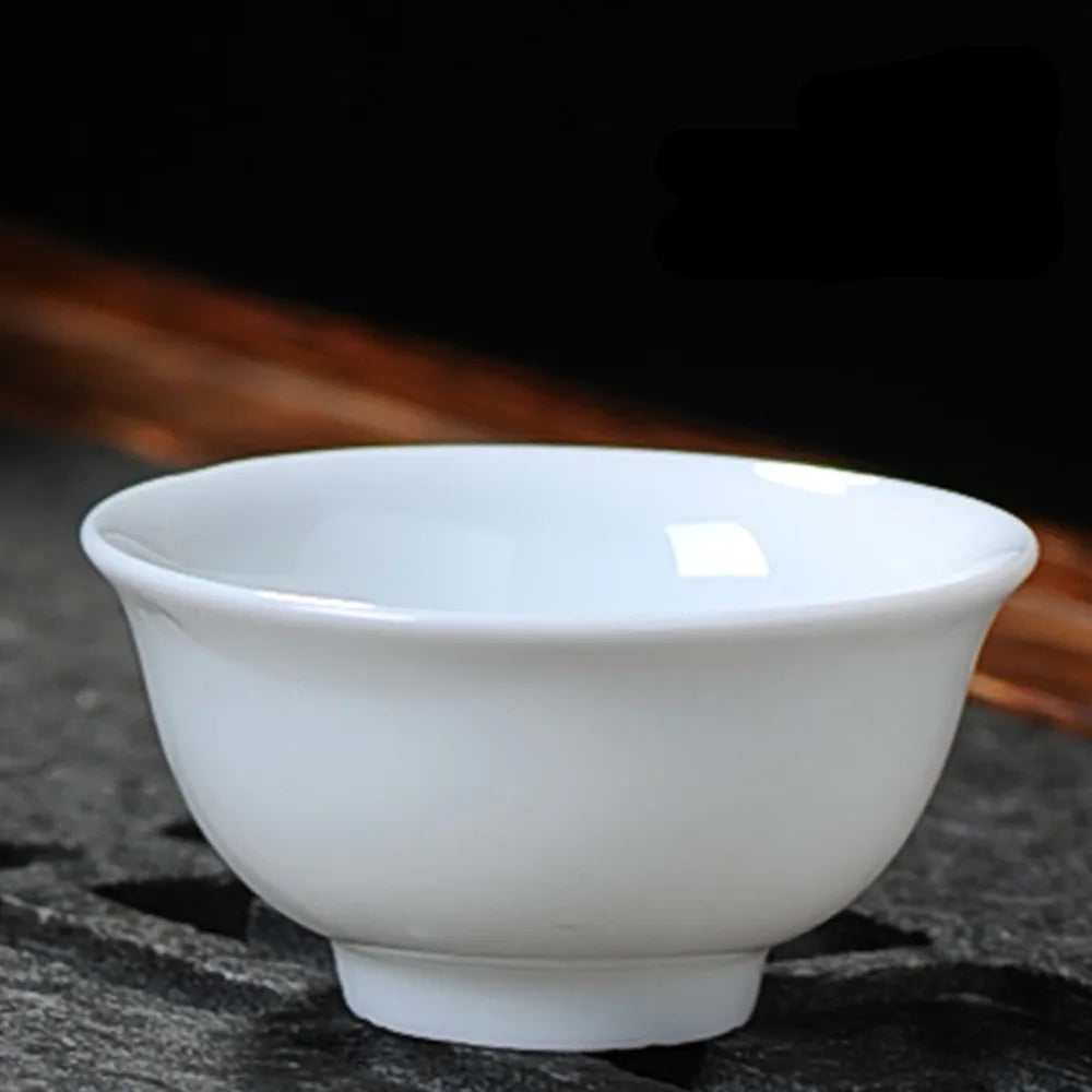 Dehua-High White Porcelain Kungfu Tea Cup, Single Cup, Bamboo Hat Cup, Handmade White Ceramic, Drinkware Accessories, 3Pcs Pack