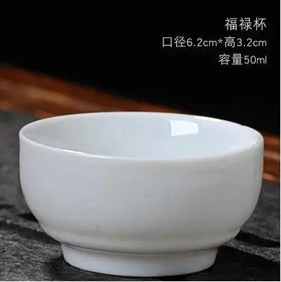 Dehua-High White Porcelain Kungfu Tea Cup, Single Cup, Bamboo Hat Cup, Handmade White Ceramic, Drinkware Accessories, 3Pcs Pack