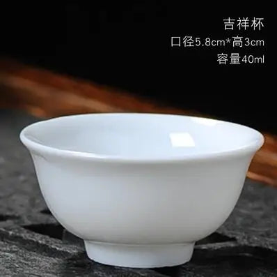 Dehua-High White Porcelain Kungfu Tea Cup, Single Cup, Bamboo Hat Cup, Handmade White Ceramic, Drinkware Accessories, 3Pcs Pack