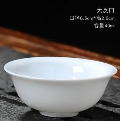 Dehua-High White Porcelain Kungfu Tea Cup, Single Cup, Bamboo Hat Cup, Handmade White Ceramic, Drinkware Accessories, 3Pcs Pack
