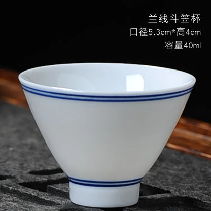 Dehua-High White Porcelain Kungfu Tea Cup, Single Cup, Bamboo Hat Cup, Handmade White Ceramic, Drinkware Accessories, 3Pcs Pack